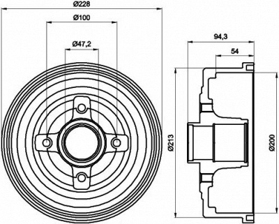 HELLA PAGID 8dt355300411 -  Тормозной барабан